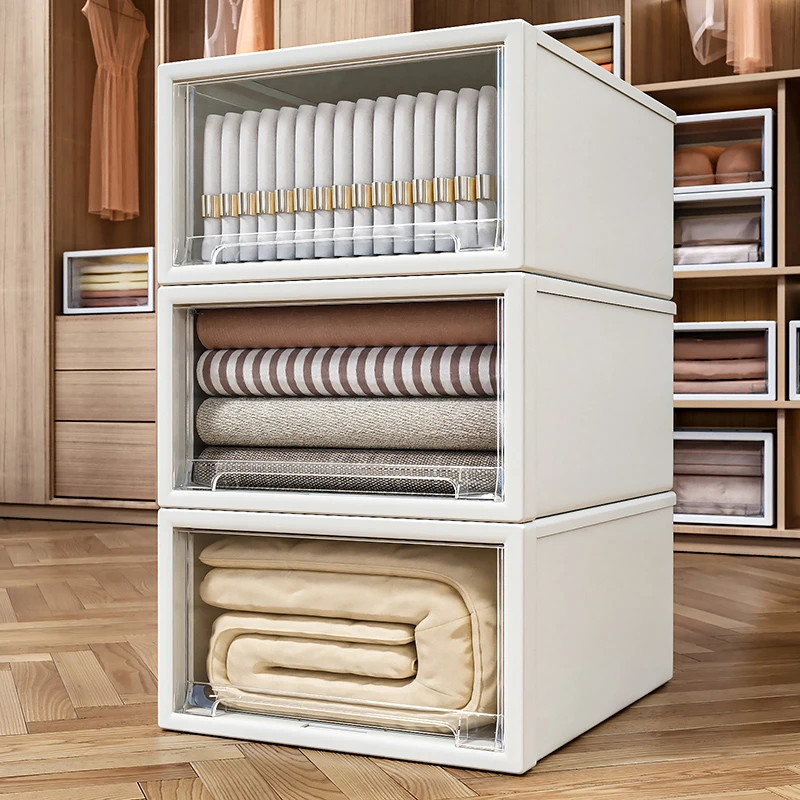 收纳箱抽屉式家用塑料透明内衣收纳盒加厚衣柜整理箱衣物储物柜子
