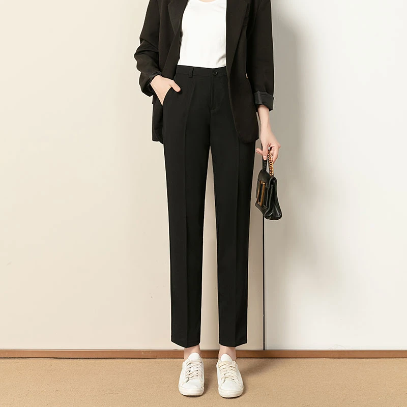 高腰西装裤女春秋工装裤休闲西裤女垂感职业裤女烟管裤显瘦女女款