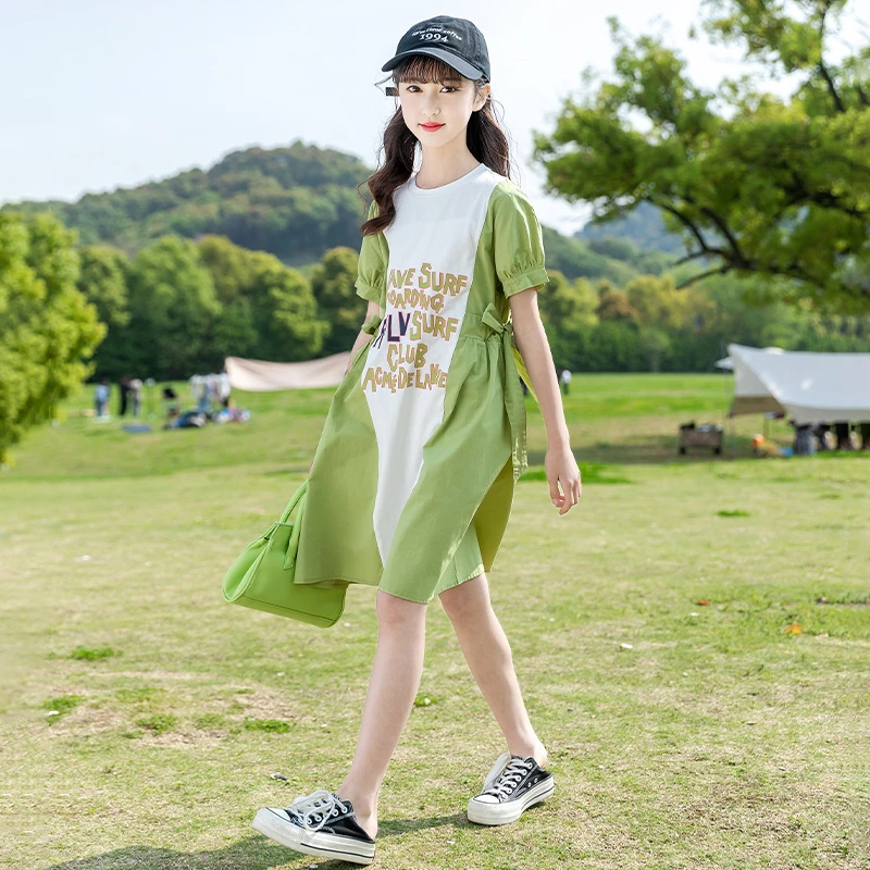 【现货】儿童夏装时尚童装连衣裙女童夏季女孩网红初中裙子XQZ8229