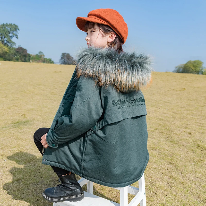 【现货】女童秋冬季休闲加绒加厚外套洋气派克服棉衣潮 DWT6114