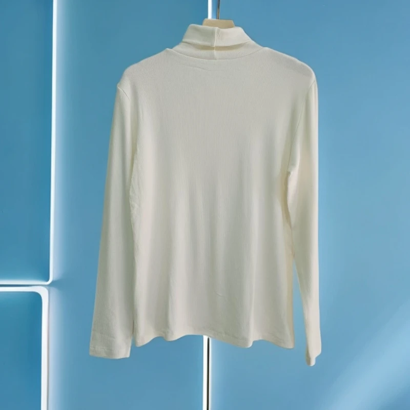 2024秋冬新款螺纹堆堆领百搭半高领高弹力打底衫女内搭长袖上衣