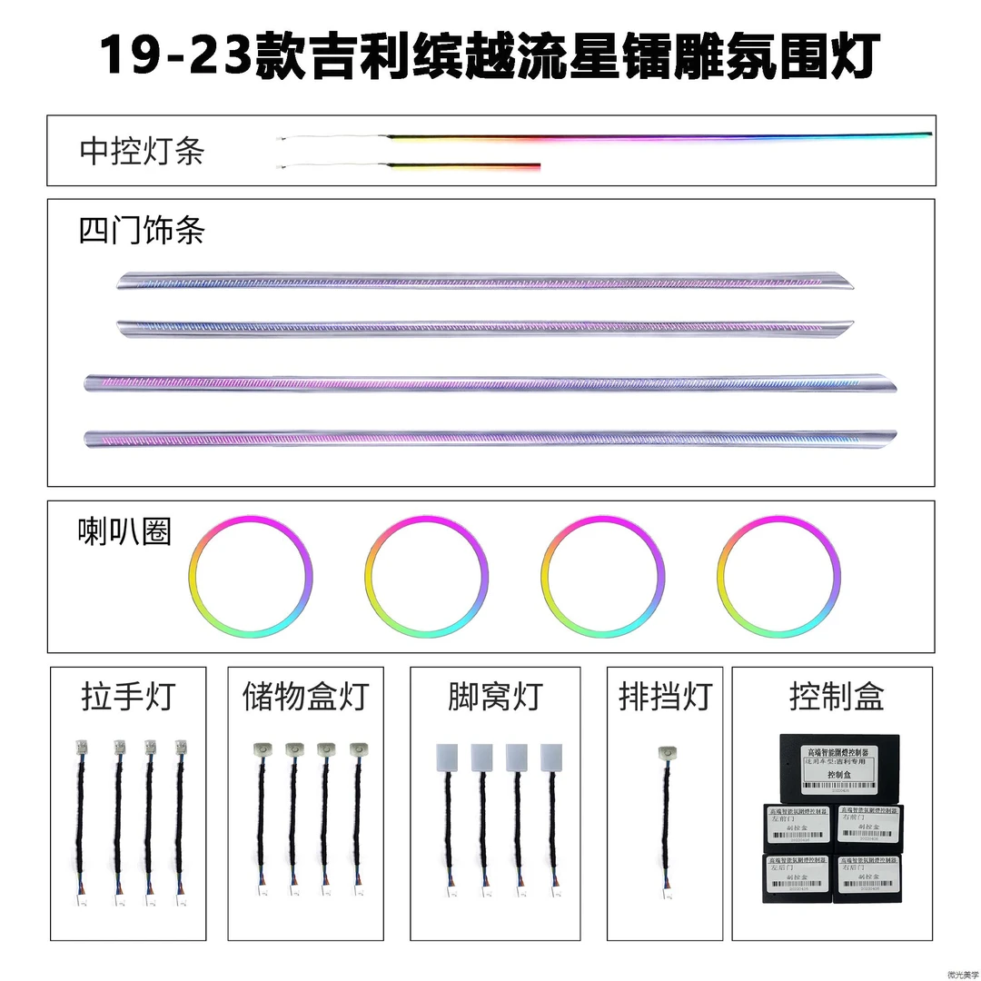 19-23款吉利缤越氛围灯64色幻彩动态光影模具替换呼吸渐变发光