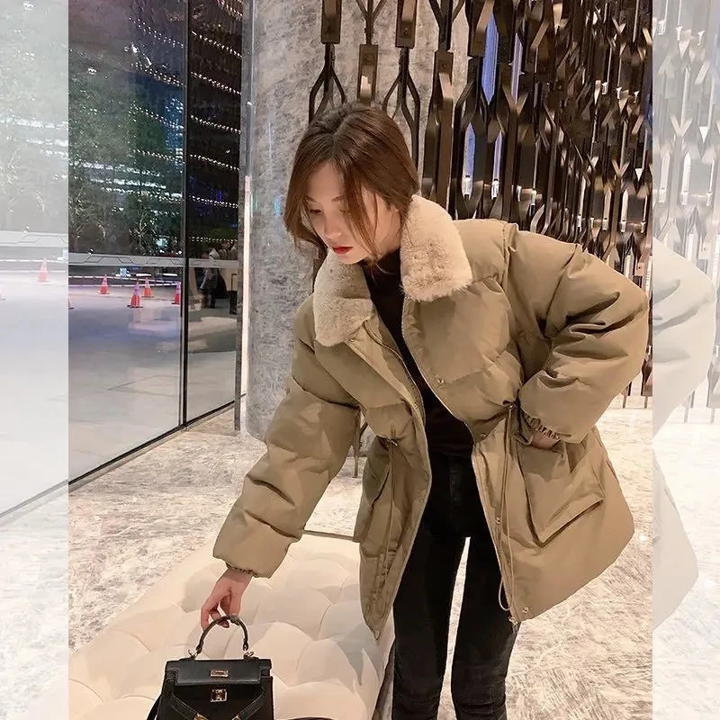 欧洲站2023秋冬韩版新款加厚保暖宽松外穿面包服收腰显瘦时尚棉衣