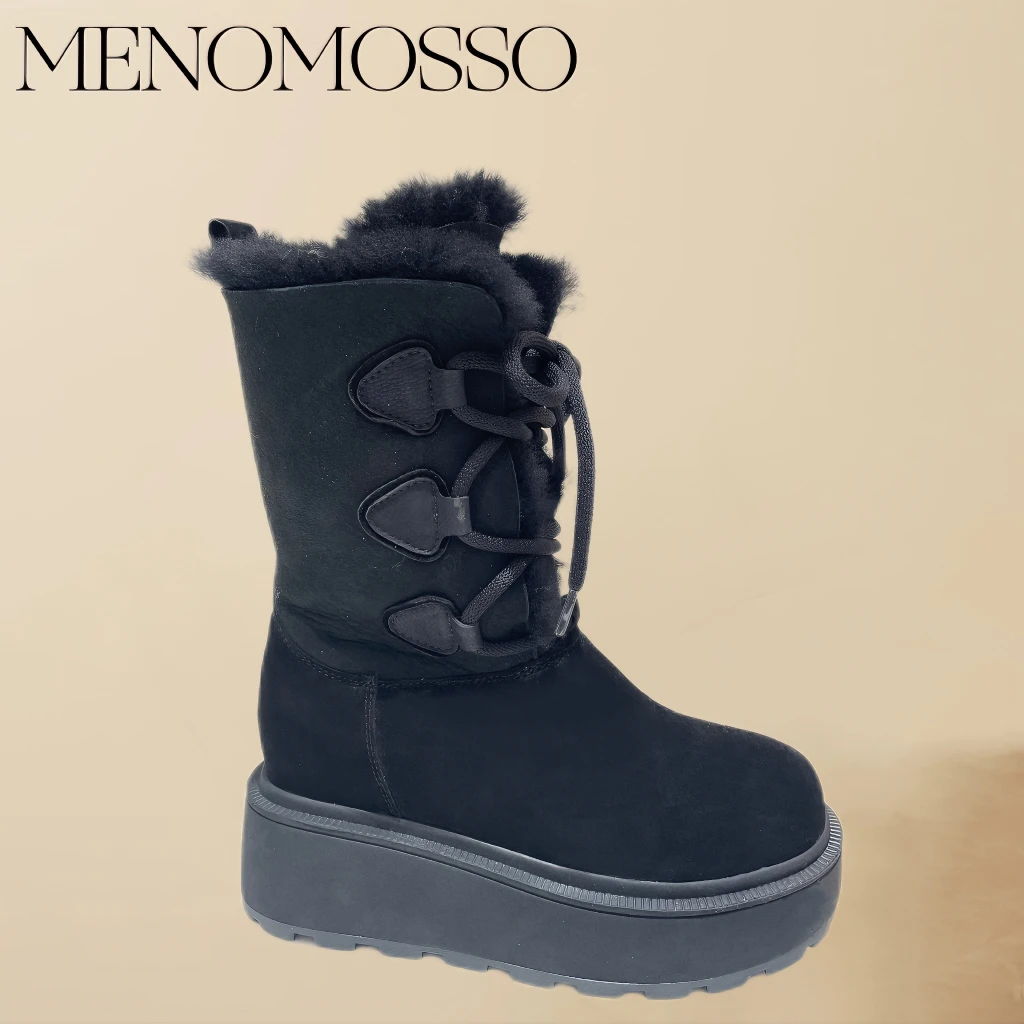 【MENO皮毛一体】水平增高9cm真皮加绒加厚保暖运动百搭厚底雪地靴