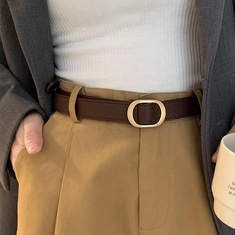 免打孔皮带女士无孔裤腰带2023新款设计感时尚简约百搭休闲高级感
