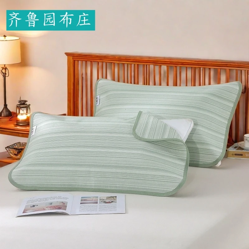 老粗布凉席枕巾高端特厚纯棉A类母婴级枕头巾一对装全棉四季01