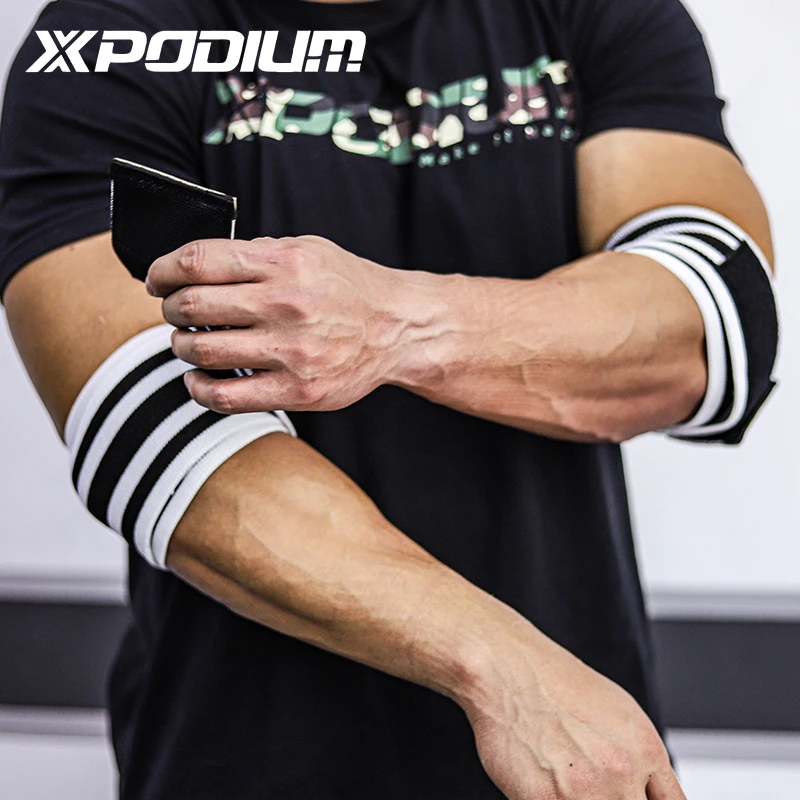 XPODIUM 健身训练助力卧推深蹲硬拉绑肘防扭伤加压护肘护膝举重