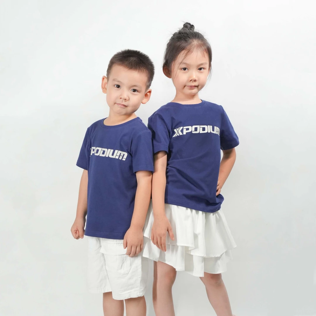 XPODIUM 男女童短袖T恤圆领透气舒适柔软跑步运动日常上衣