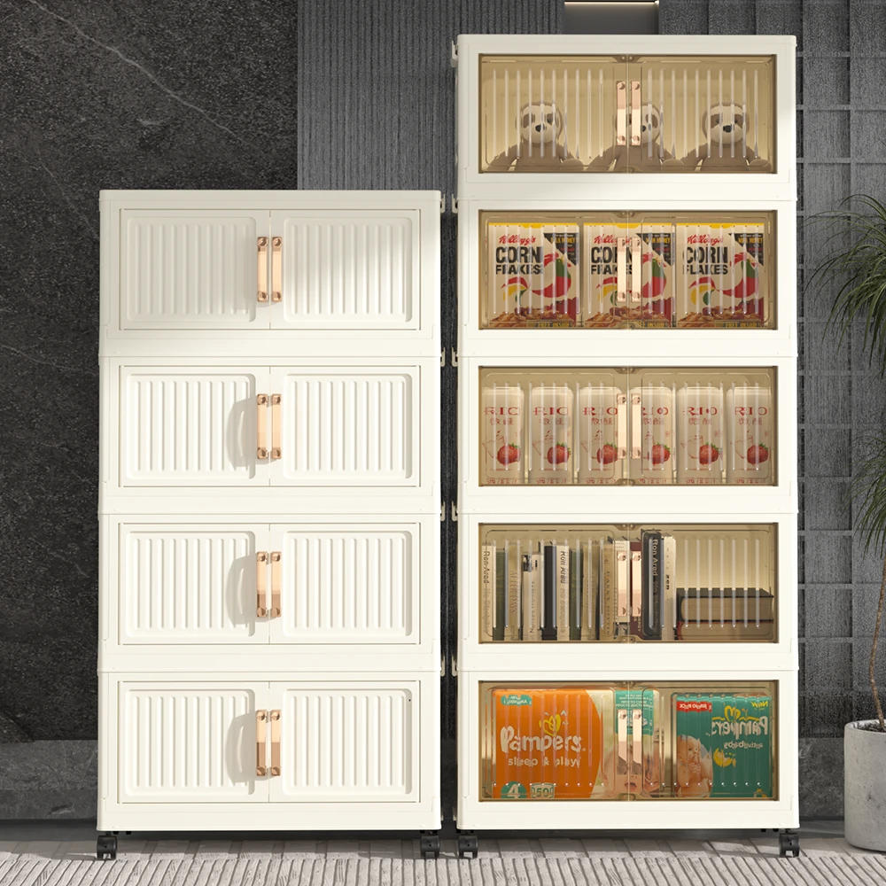 DZ【60面宽】免安装收纳柜带轮子储物柜玩具衣服床头柜家用多层柜