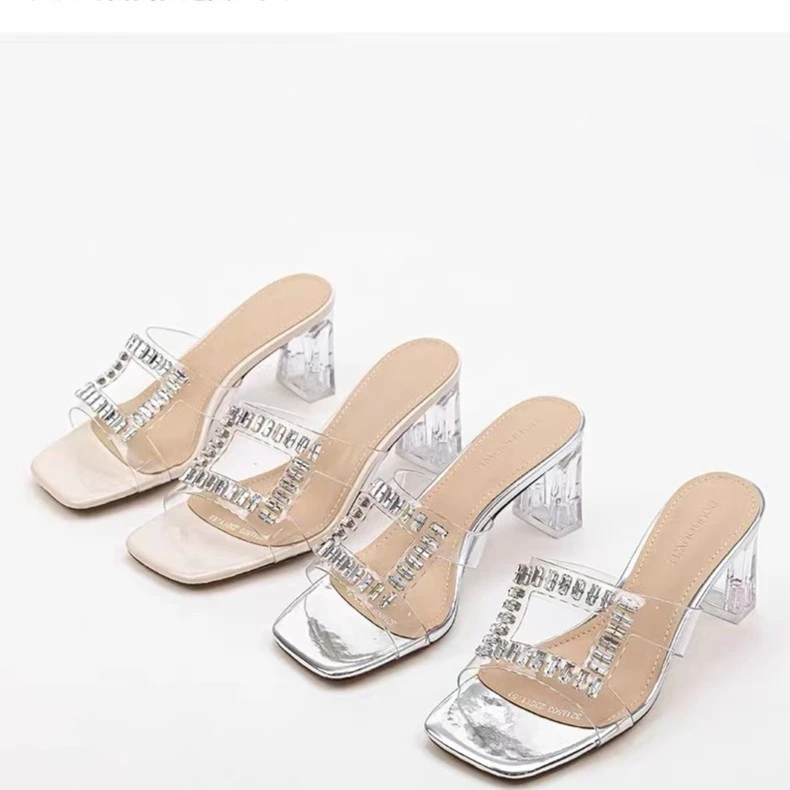 豆豆屋透明一字拖凉鞋高跟拖鞋女外穿夏季新款爆款拖鞋6公分 A503