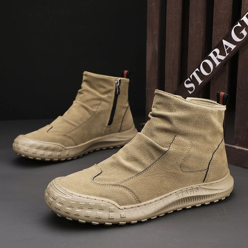 劳保鞋男2025秋季新款耐磨防滑工作男鞋秋冬高帮运动防水登山皮靴