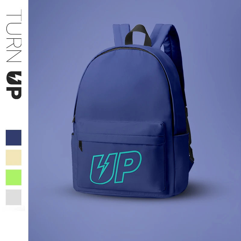 TURNUP高中生女休闲旅游轻便背包初高中大学生百搭大容量书包蓝色