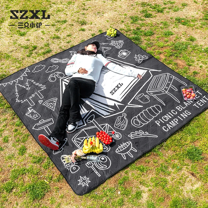 三只小驴超声波野餐垫露营机洗加厚防潮垫沙滩公园户外便携垫子