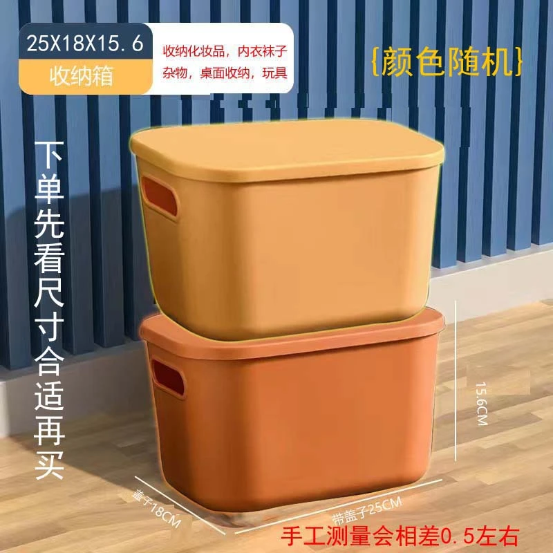 【收纳带盖2个装收纳箱】多功能遥控器内衣袜子化妆品杂物收纳箱