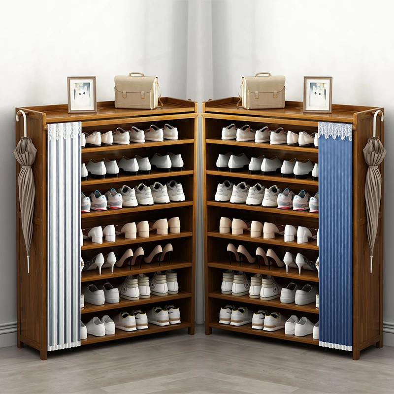 福思源楠竹简易鞋架子多层家用卧室大容量防尘鞋柜出租屋收纳架