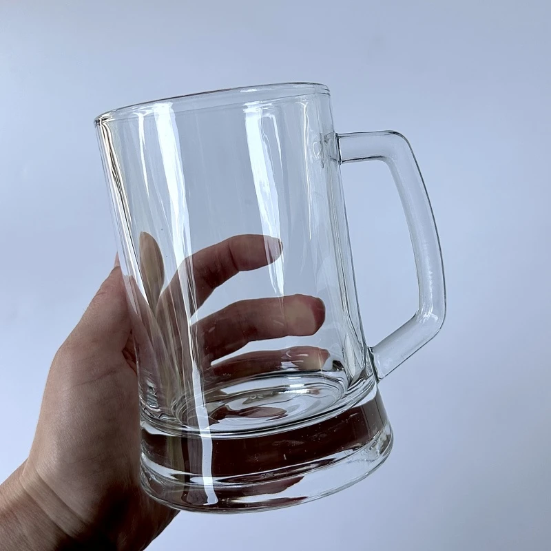 2只装大号加厚耐热玻璃杯500ml带把喝水杯泡茶杯家用啤酒杯扎啤杯