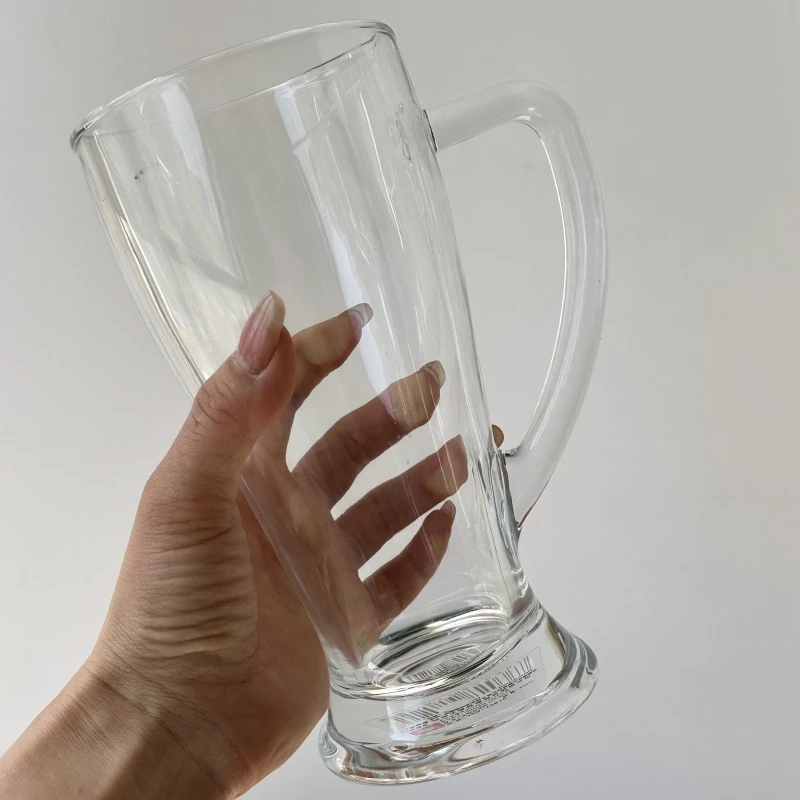 650ml超大号玻璃杯家用耐热带把喝水杯茶杯啤酒扎啤杯果汁冷饮杯