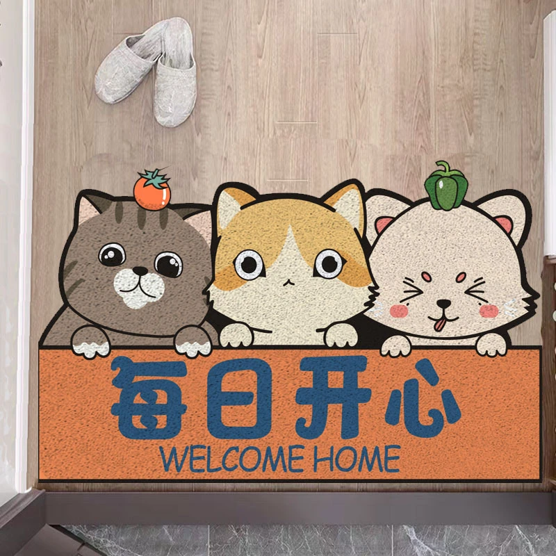 pvc丝圈入户门垫大门口地垫玄关进门卡通门垫可裁剪门外蹭土脚垫