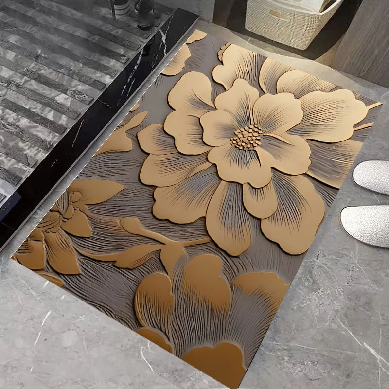 中古风软硅藻卫生间门口地垫浴室吸水防滑垫新中式脚垫洗澡间门垫