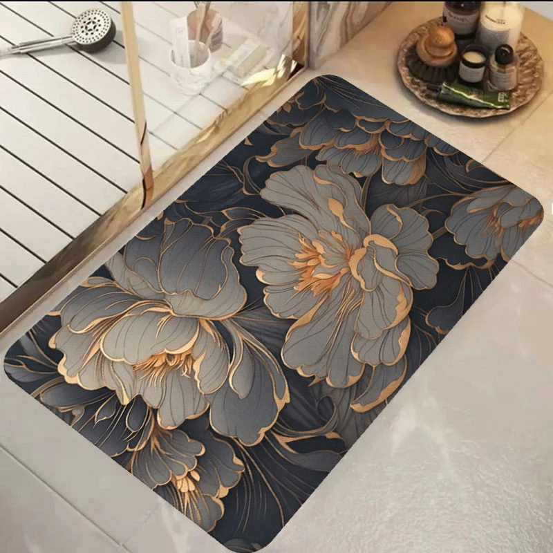 卫生间门口地垫网红爆款洗澡间门垫硅胶防滑垫浴室软硅藻吸水脚垫