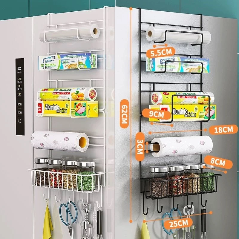 【冰箱侧面置物架】侧挂架厨房收纳架纸巾保鲜袋调味料多功能收纳架