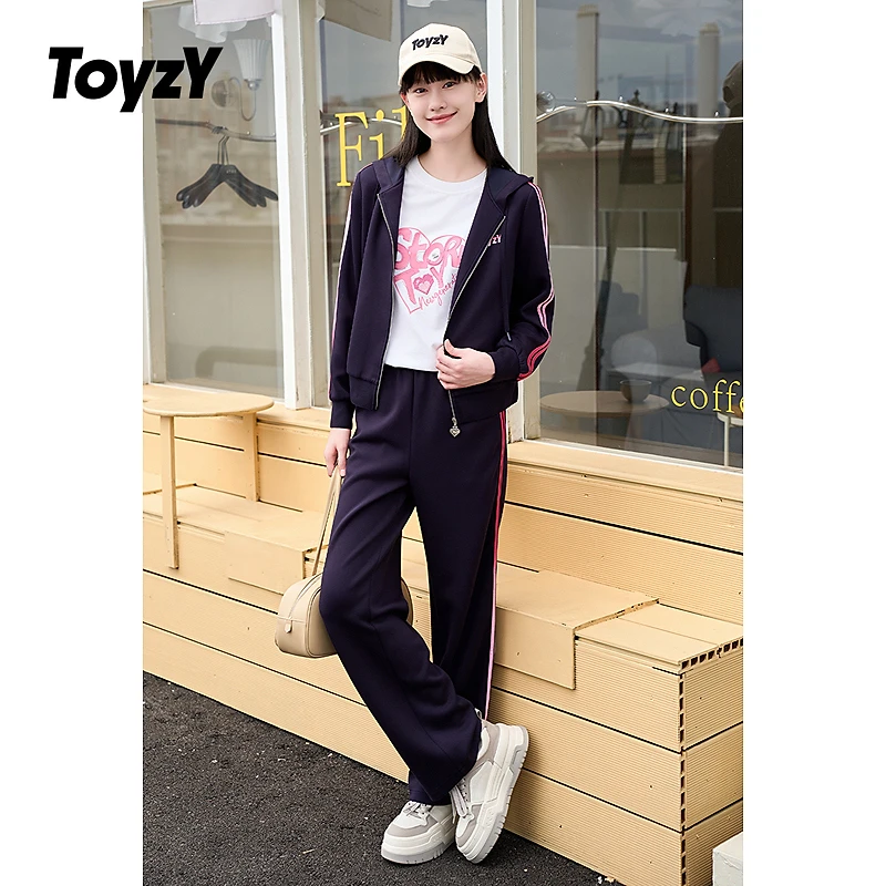 ToyzY渐变侧织带云朵空气层直筒休闲裤ZC34320360