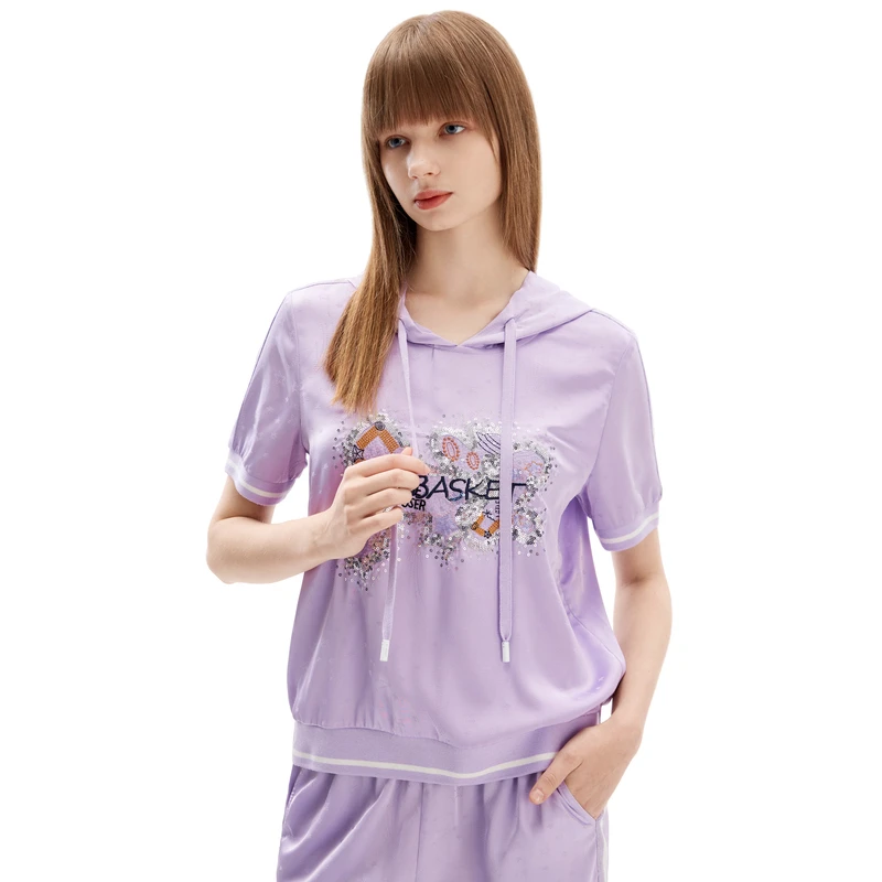 十二篮专选夏款尤莱特紫色气质缎面高光泽度时尚套装女7C63260060