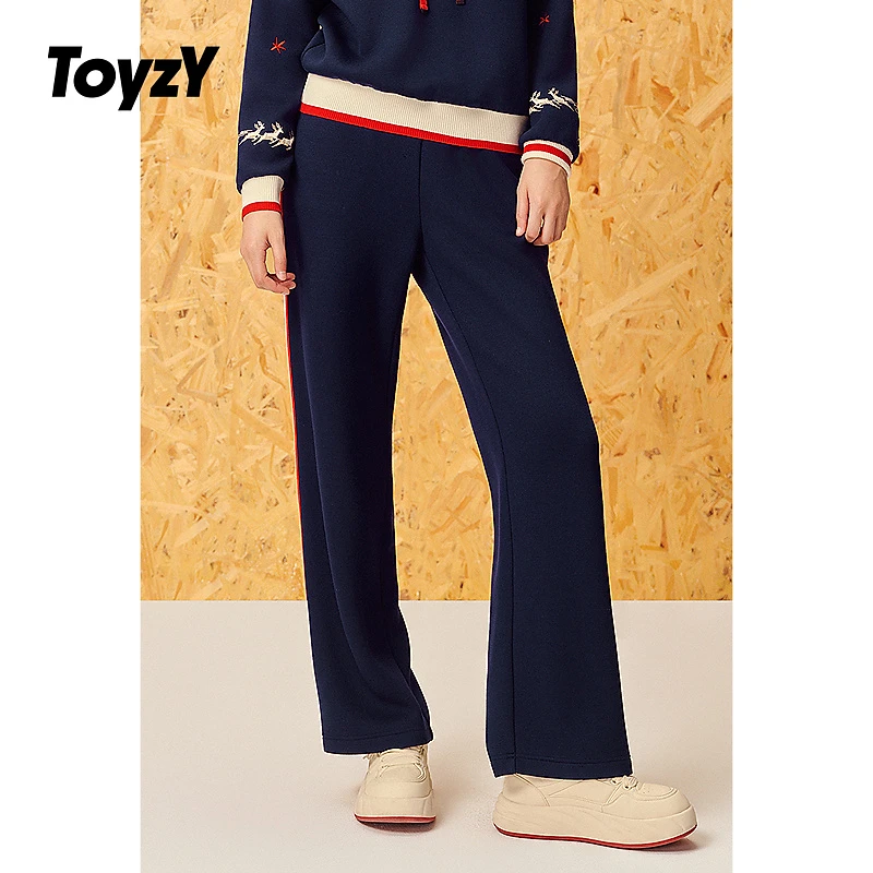 ToyzY24秋新款撞色侧条宽松舒适直筒阔腿休闲裤ZC64320060