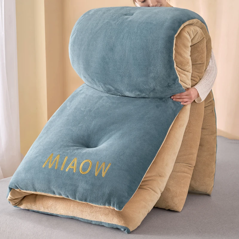 纯色刺绣牛奶绒冬被双面绒棉被冬季被子单人学生被芯保暖加厚加绒