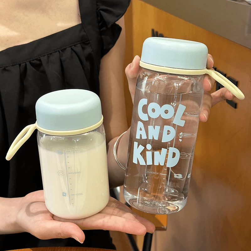 夏季韩风耐摔喝水杯学生专用便携咖啡杯网红透明可爱杯防漏杯ins