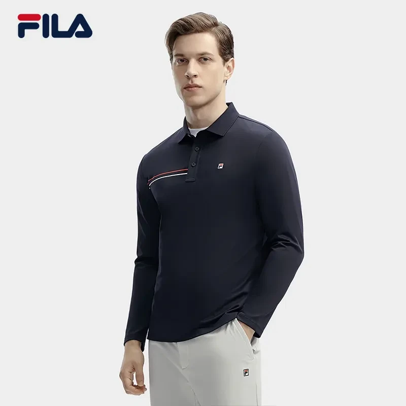 斐乐【抗紫外线+凉感时尚休闲】针织长袖polo衫F11M411201F