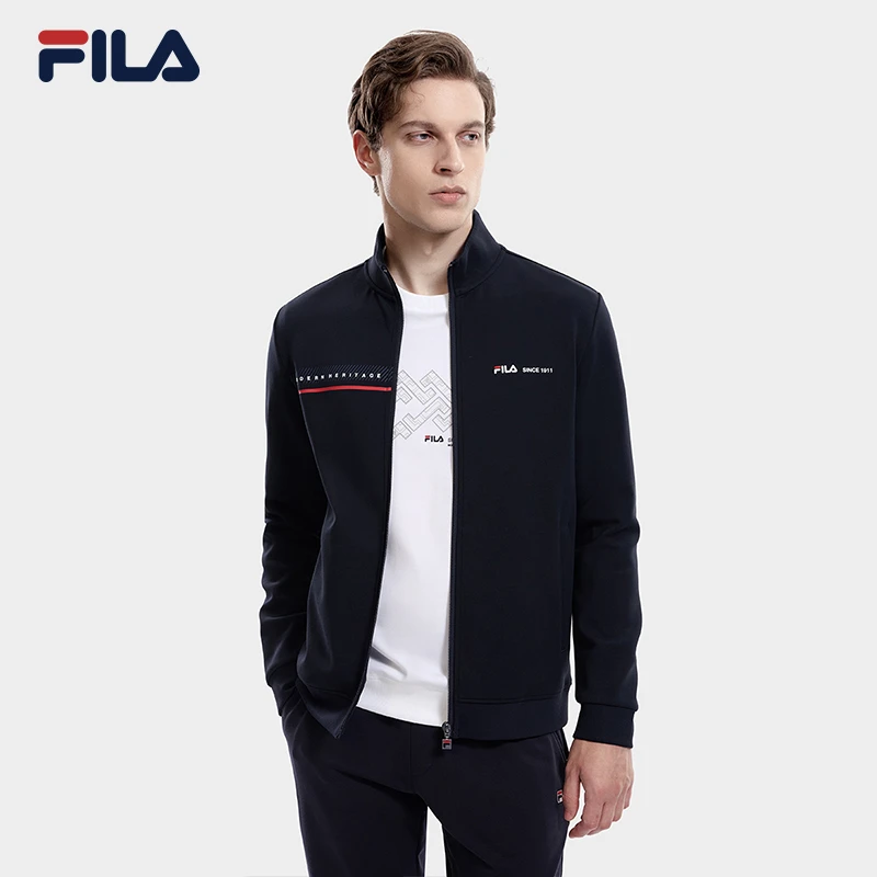 Fila/斐乐秋冬立领外套简约高质感男士休闲百搭长袖修身商务夹克