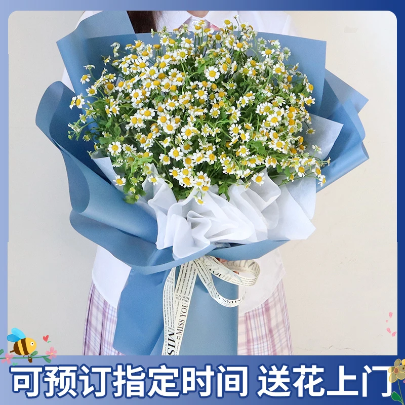 洋甘菊小雏菊花束全国鲜花同城配送生日配送新鲜玫瑰骑手送花真花
