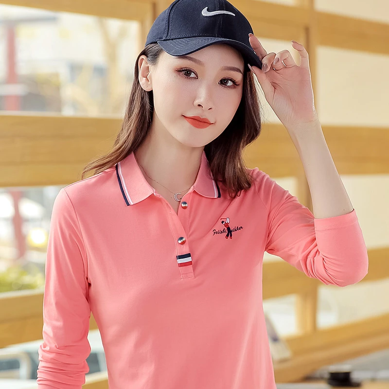 3357长袖夏季新款罗马棉T恤2023气质翻领上衣妈妈装休闲polo衫