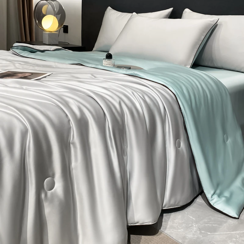 水星家纺适用夏季100支双面兰精天丝夏凉被丝滑空调被夏被凉感被4