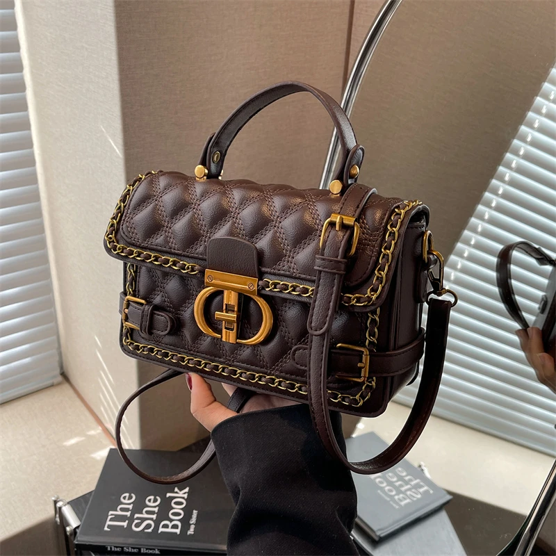 2024网红爆款气质百搭包时尚洋气潮流小方包菱格小众单肩斜跨包女