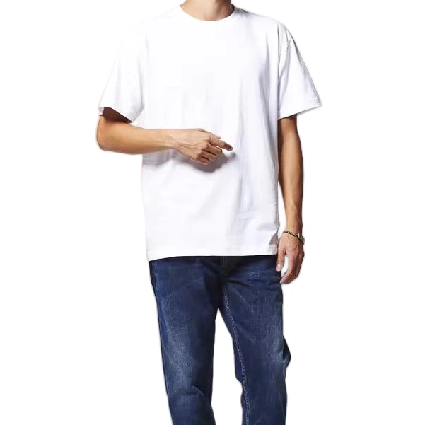 外贸日单短袖纯色纯棉情侣T恤男圆筒无缝四季圆领打底白色短袖T恤