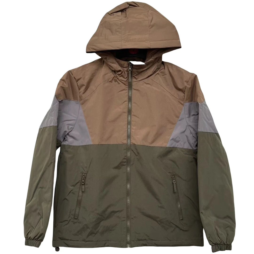 外贸尾货防水防风冲锋衣拼色休闲秋冬户外冲锋衣夹棉款连帽冲锋服