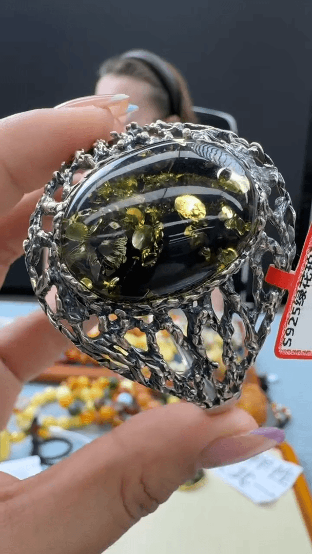 【闪购商品】琥珀手镯银S925镶嵌秒拍号914