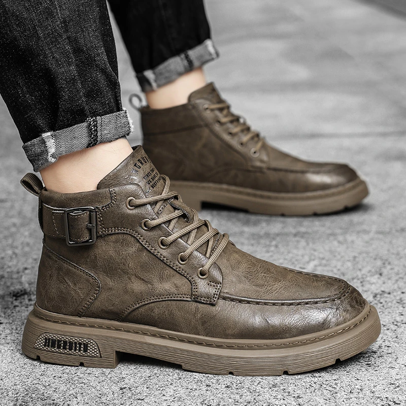 马丁靴男款2023新款秋季高帮休闲百搭短靴冬季复古男士英伦风靴子