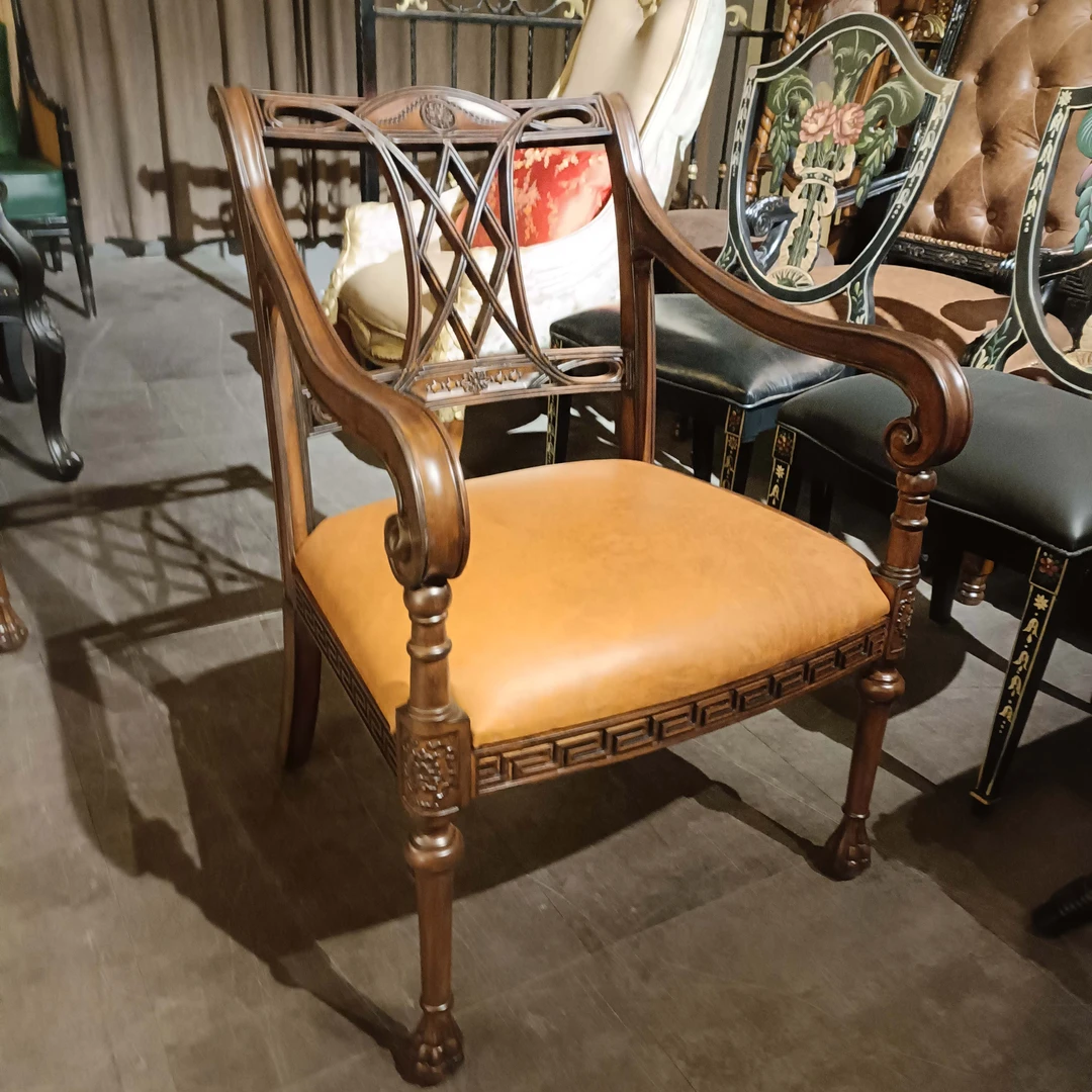 休闲椅美式复古法式桌椅古典欧式书椅美式复古法式桌椅70*60*88cm