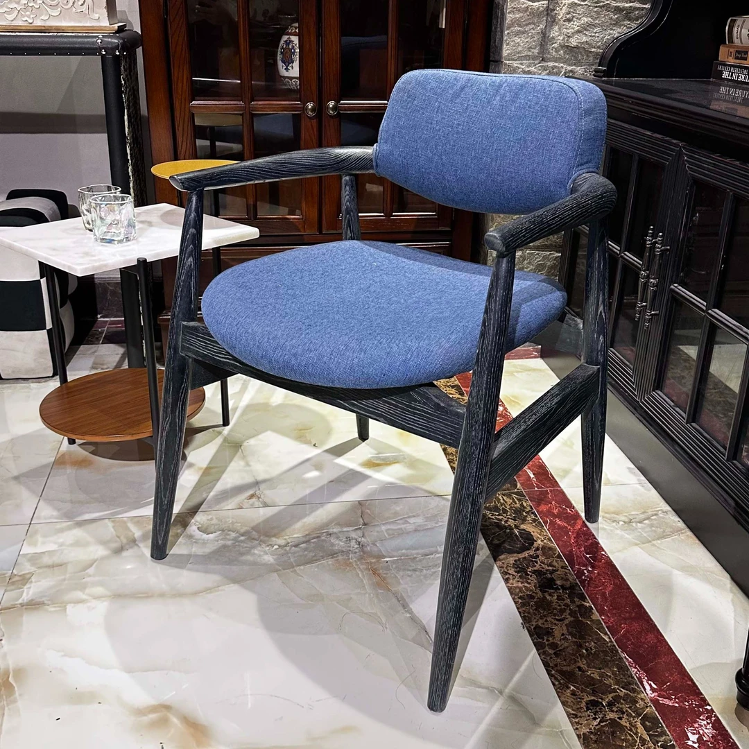 美式复古餐椅洽谈椅书椅休闲椅轻奢新中式家用简约桌椅阳台单人