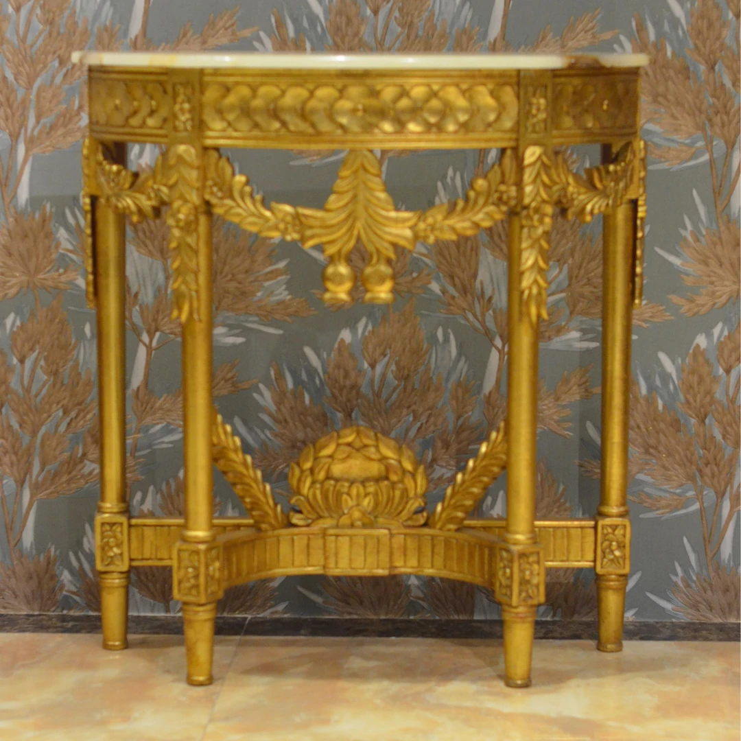 法式安装专业大理石玄关桌金箔装饰玄关81*31*87cm