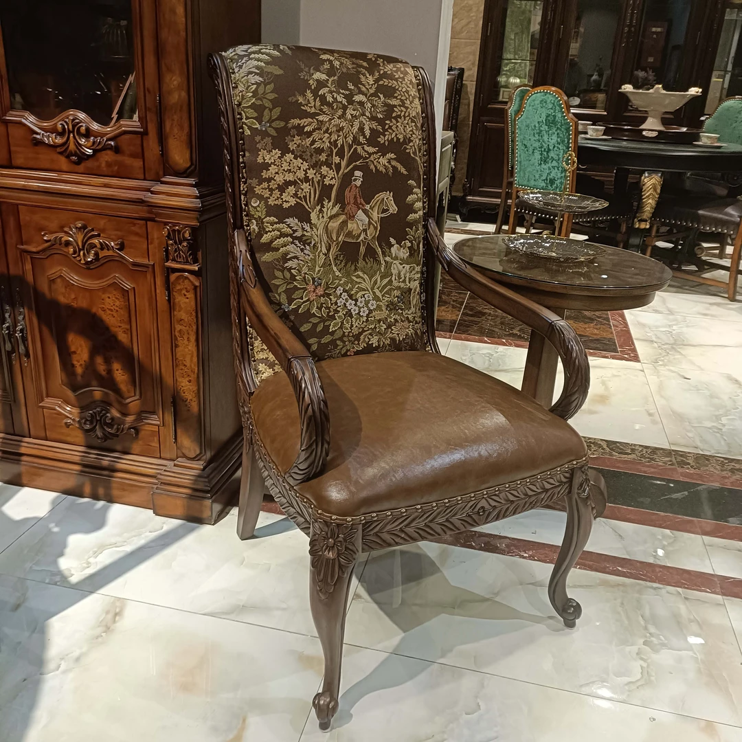 书桌椅美式复古餐厅欧式书椅美式复古法式古典单人63*70*108cm