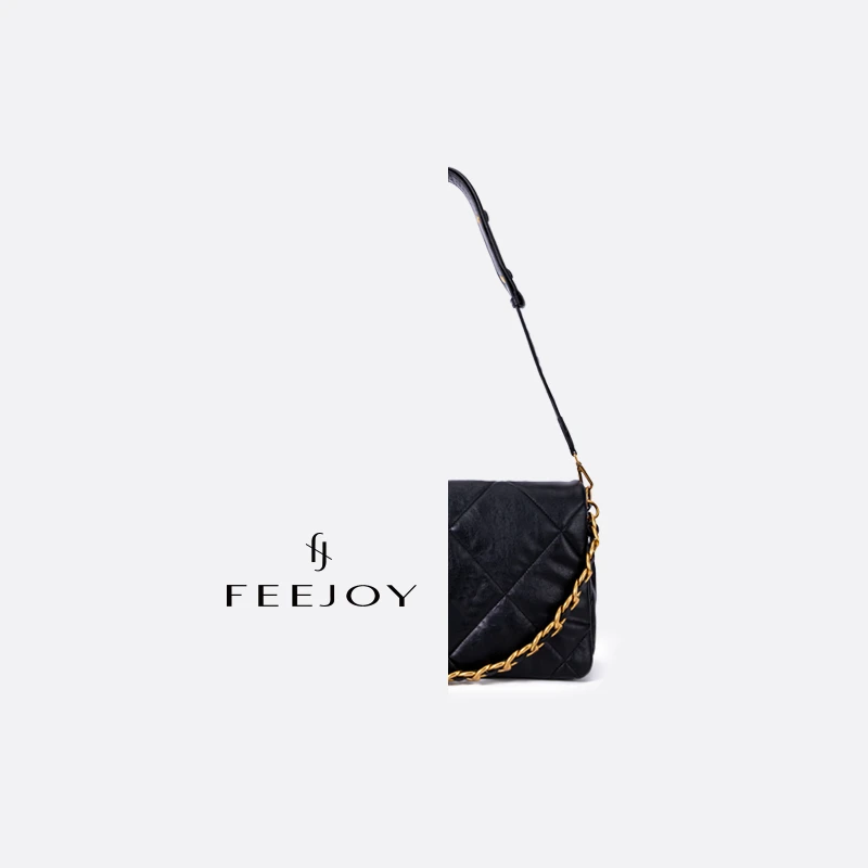 FEYJOY轻奢高端新款女包菱格翻盖真皮小众设计师女士包袋经典款