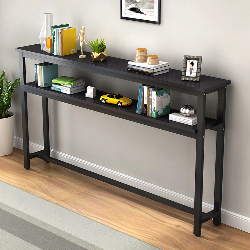 【畅销】长条桌家用靠墙窄桌子长方形床边电脑桌双层窄条桌书法桌