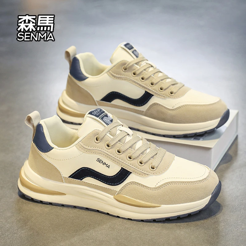 森马男鞋冬季复古皮面阿甘跑步鞋学生轻便软底潮鞋厚底增高老爹鞋