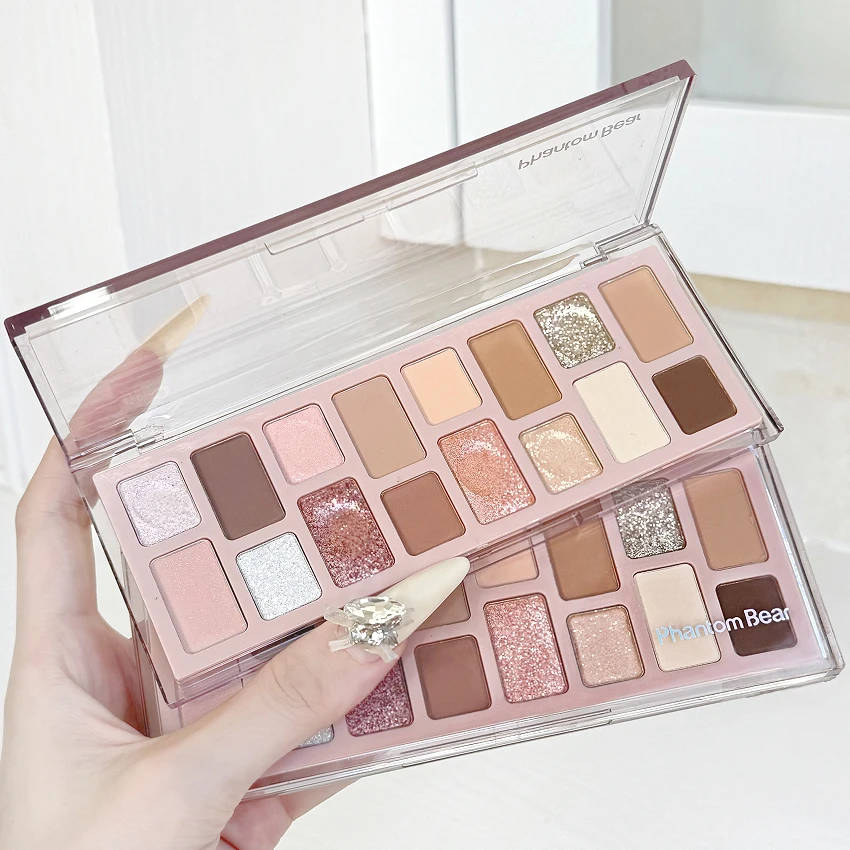 【达人专属】幻影小熊16色眼影日常淡妆彩色玩妆偷心灰粉蓝色黑烟熏