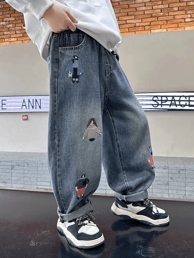 男童春装牛仔裤2025早春新款儿童裤子潮帅气时髦中大童男孩春秋款