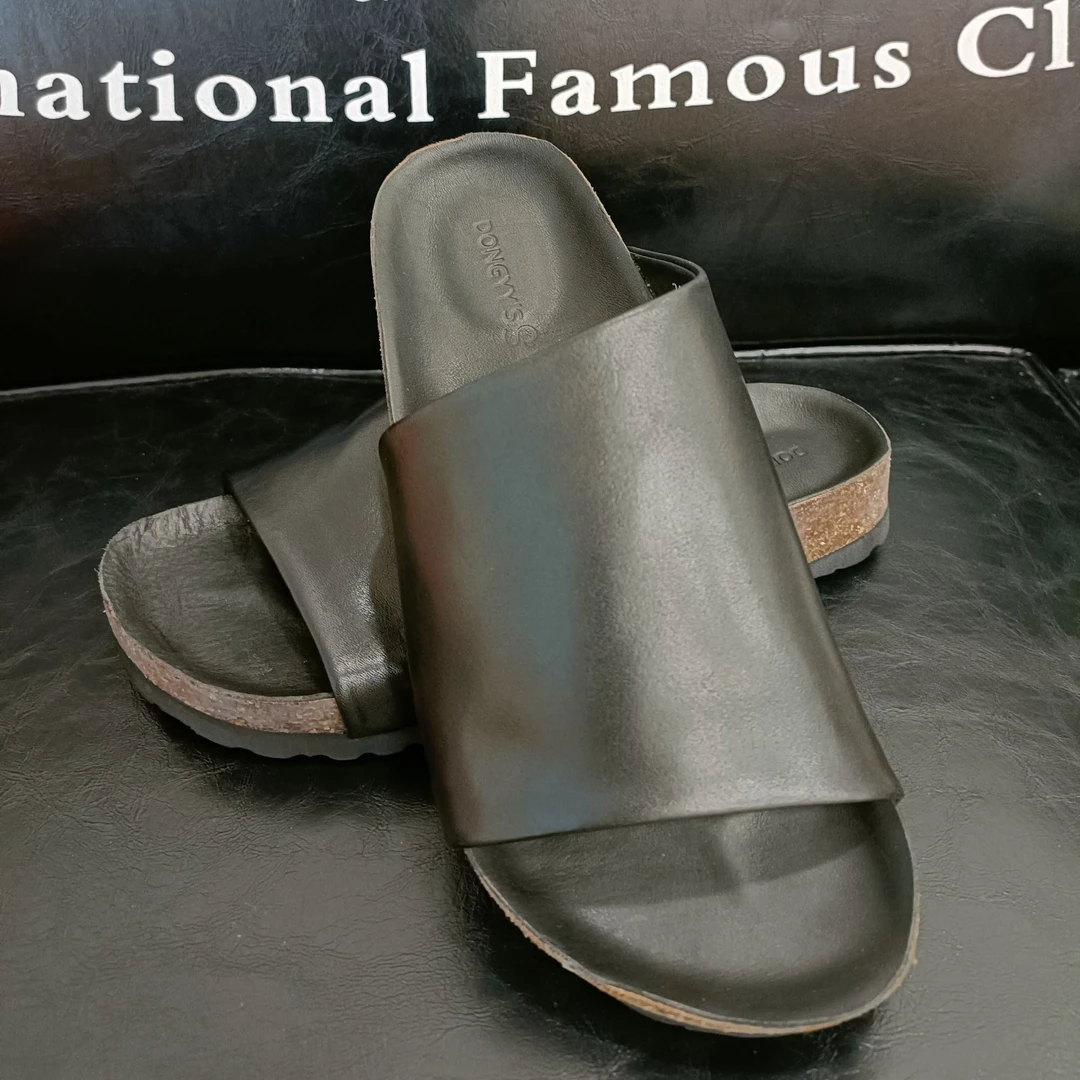 欧洲站博肯软底一字带马皮拖鞋简约外穿平底大码度假懒人舒适时尚